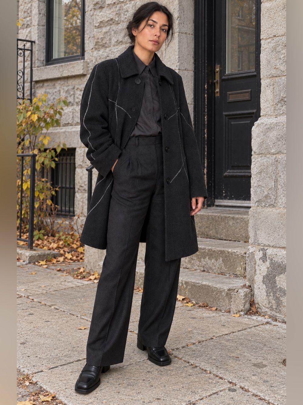 Fen.nelli Limited Edition Wool Cashmere charcoal Coat Size 14 Very Good Conditio